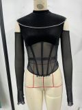 Mesh See Through Long Sleeve Tops GOMN-71309