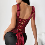 Bow Tie Up Solid Color Tank Tops GOMN-71414
