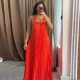 Solid Color Backless Press Pleated Maxi Dress GMSF-9439