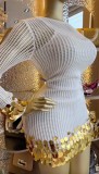 Hollow Out Long Sleeve Sequin Mini Dress GCNE-73456