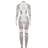 Long Sleeve Print Sport Two Piece Pants Set GSLF-K25S85079
