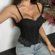 Lace Patchwork Zipper Sling Tank Tops GOMN-71305
