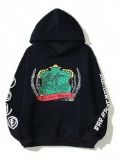 Letter Print Long Sleeve Hooded Sweatshirt YWXS-XS-2706