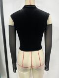 Mesh See Through Long Sleeve Tops GOMN-71309