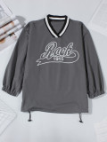 Letter Print Contast Color Loose Sweatshirt YWXS-XS-LR07234