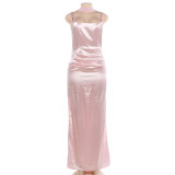 Scarf-collar Backless Ruched Maxi Dress GYME-K25D88888