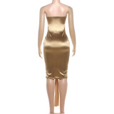 Wrap Chest Hollow Out Backless Midi Dress GYME-K25D88176