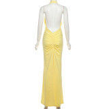 Solid Color Deep V Neck Backless Maxi Dress GYME-K25D86748
