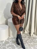 PU Leather Sleeveless Vest And Short 2 Piece Set AIL-341