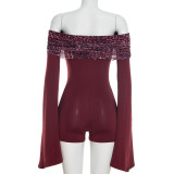 One Shoulder Leopard Print Romper MXBF-J25RP468
