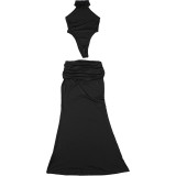 Solid Color Sleeveless Bodysuit Long Skirt 2 Piece Set GYME-K25S88526