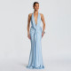 Solid Color Deep V Neck Backless Maxi Dress GYME-K25D86748