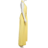 Solid Color Deep V Neck Backless Maxi Dress GYME-K25D86748