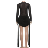 Mesh Patchwork Ruched Mini Dress GYME-K25D87965