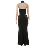 Solid Color Sleeveless Bodysuit Long Skirt 2 Piece Set GYME-K25S88526