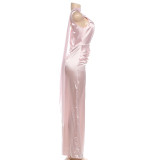 Scarf-collar Backless Ruched Maxi Dress GYME-K25D88888
