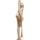Wrap Chest Hollow Out Backless Midi Dress GYME-K25D88176