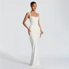 Solid Color Sleeveless Square Neck Maxi Dress GYME-K25D86960