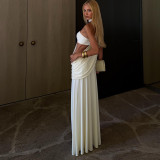 Solid Color Ruched Backless Maxi Dress GYME-K25D88753