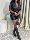 PU Leather Sleeveless Vest And Short 2 Piece Set AIL-341