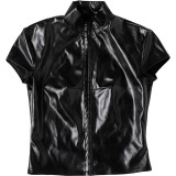 PU Leather Short Sleeve T Shirt GYME-K25L90339