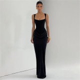 Solid Color Sleeveless Square Neck Maxi Dress GYME-K25D86960