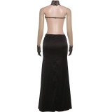 Lace Patchwork Backless Tube Top Dress GYME-K25S87163