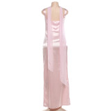 Scarf-collar Backless Ruched Maxi Dress GYME-K25D88888