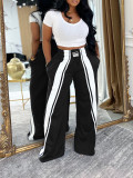 Contrast Color Casual Wide Leg Pants AIL-342