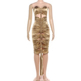 Wrap Chest Hollow Out Backless Midi Dress GYME-K25D88176