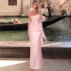 Scarf-collar Backless Ruched Maxi Dress GYME-K25D88888