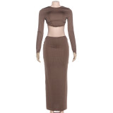 Hollow Out Backless Long Sleeve Maxi Dress GYME-K25D86524