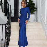 Long Sleeve Solid Color Slim Maxi Dress BLG-D4817237K