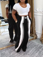 Contrast Color Casual Wide Leg Pants AIL-342