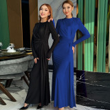 Long Sleeve Solid Color Slim Maxi Dress BLG-D4817237K