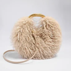 Faux Sheepskin Fleece Tote Bag Round Crossbody Bag HBRS-51216