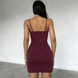 V Neck Backless Sling Mini Dress GYME-K25D88260