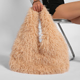 Plush High-Capacity Faux Sheepskin Triangle Shoulder Bag HBRS-5123
