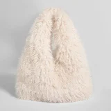 Plush High-Capacity Faux Sheepskin Triangle Shoulder Bag HBRS-5123