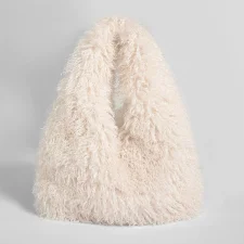 Plush High-Capacity Faux Sheepskin Triangle Shoulder Bag HBRS-5123