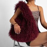 Plush High-Capacity Faux Sheepskin Triangle Shoulder Bag HBRS-5123