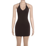 Solid Color V Neck Vest Dress GYME-K25D89490