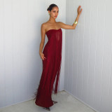 Hollow Out Backless Tassel Evening Dress GYME-K25D89978