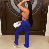 Print Halterneck Bikinis+See Through Pants Suit HNIF-HN023