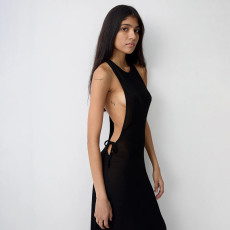 Solid Color Tie Up Sleeveless Maxi Dress GYME-K25D89752