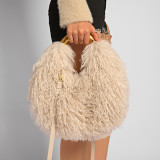 Faux Sheepskin Fleece Tote Bag Round Crossbody Bag HBRS-51216