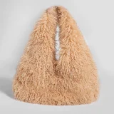 Plush High-Capacity Faux Sheepskin Triangle Shoulder Bag HBRS-5123