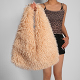 Plush High-Capacity Faux Sheepskin Triangle Shoulder Bag HBRS-5123