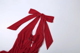 Sexy Tie Up Hollow Out Irregular Mini Dress GYME-K25S88791