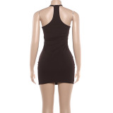 Solid Color V Neck Vest Dress GYME-K25D89490